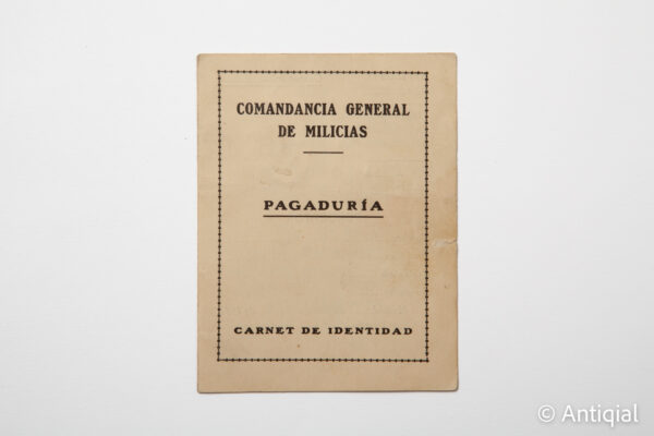 Spanish Civil War - Identity Card Militias No. 7590