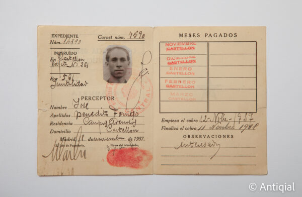 Spanish Civil War - Identity Card Militias No. 7590