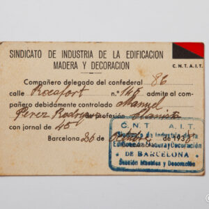 Spanish Civil War - CNT AIT Admission Postcard