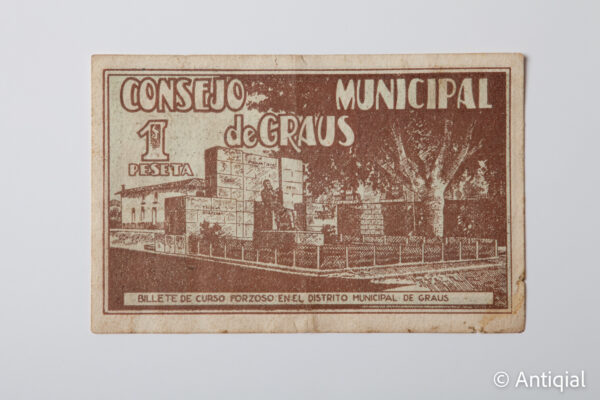 Spanish Civil War - 1 peseta Municipal Council of Graus 01