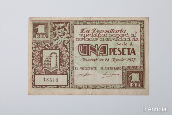 Spanish Civil War - 1 peseta Municipal Council of Graus 01