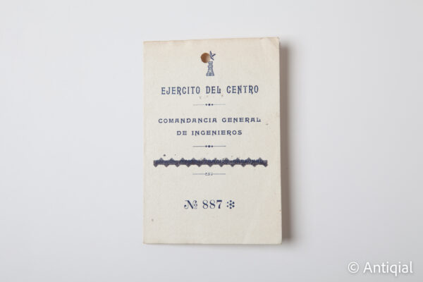 Guerra Civil - Carnet "Ejército del Centro Comandancia General de ingenieros" núm. 887