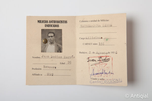 Spanish Civil War - UGT CNT Unified Antifascist Militias Card