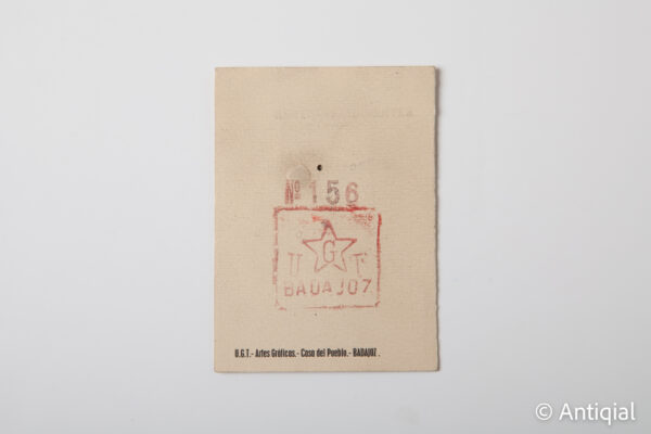 Spanish Civil War - UGT CNT Unified Antifascist Militias Card