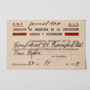 Spanish Civil War - CNT admission card