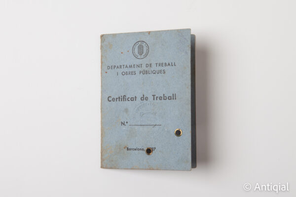 Guerra Civil - Certificat de treball Generalitat de Catalunya. Transports