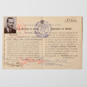 Spanish Civil War - War Industries work certificate of the Generalitat de Catalunya  1936