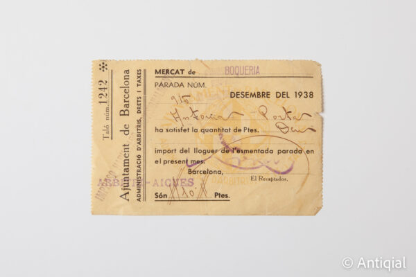 Spanish Civil War - Boqueria Tax December 1938