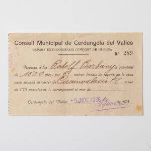 Spanish Civil War - War Tax Cerdanyola del Vallès 1936