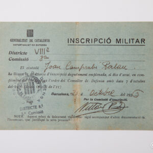 Guerra Civil - Inscripción Militar octubre 1936