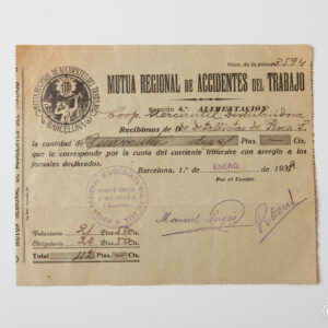 Spanish Civil War - General Collectivized Work Accident Mutual Fund 1938