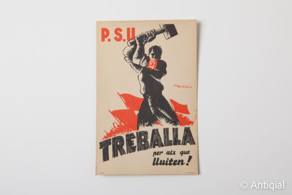 Guerra Civil - Postal PSU Treballa