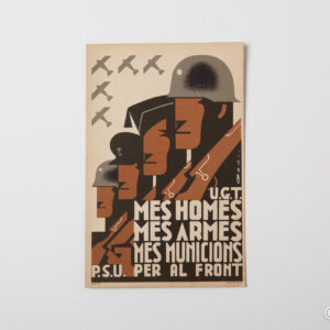 Spanish Civil War - Postcard UGT-PSU More men more weapons