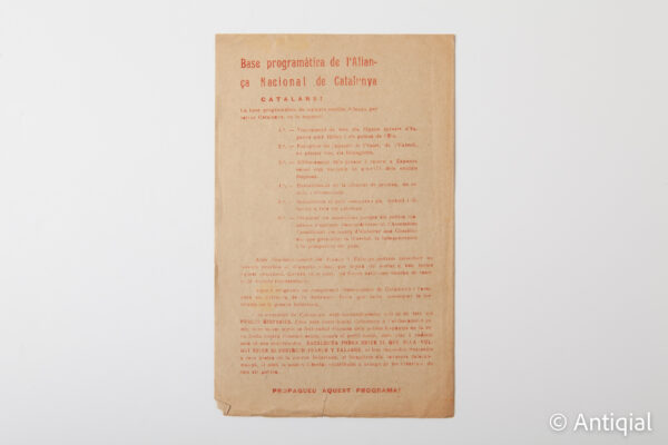 Spanish Post-war - Bulletin National Alliance of Catalonia October 1943 no. 1