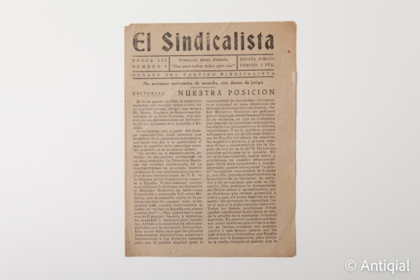 Spanish Post-war - Newsletter El Syndicalist Época 3 no. 3. Anarchism