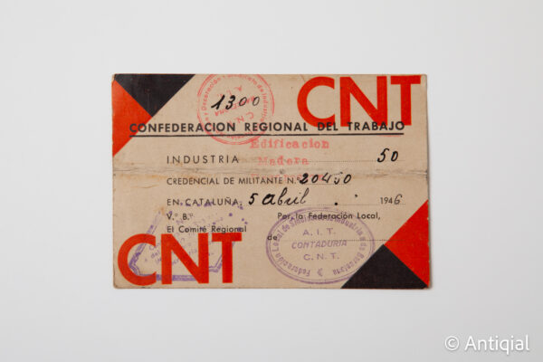 Dictadura franquista - Carnet CNT Postguerra 20450