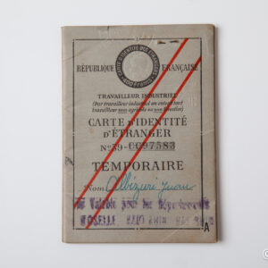 Spanish Post-war - Temporary card of exiled worker of the Spanish Spanish Civil War - French Republic