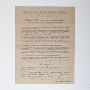 Spanish Post-war - Instructions and form from the Central Office of Spanish Refugees in Paris