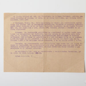 Spanish Civil War - Typhus vaccination circular